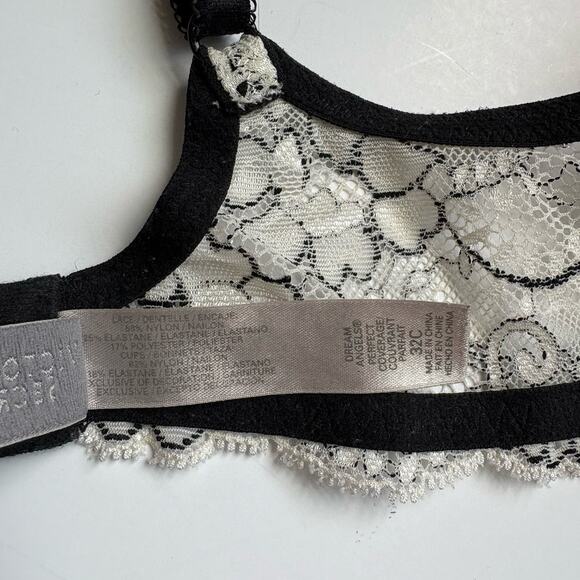 Victoria's Secret 32C Dream Angels Perfect Coverage Bra White Lace Rhinestone - Picture 6 of 9